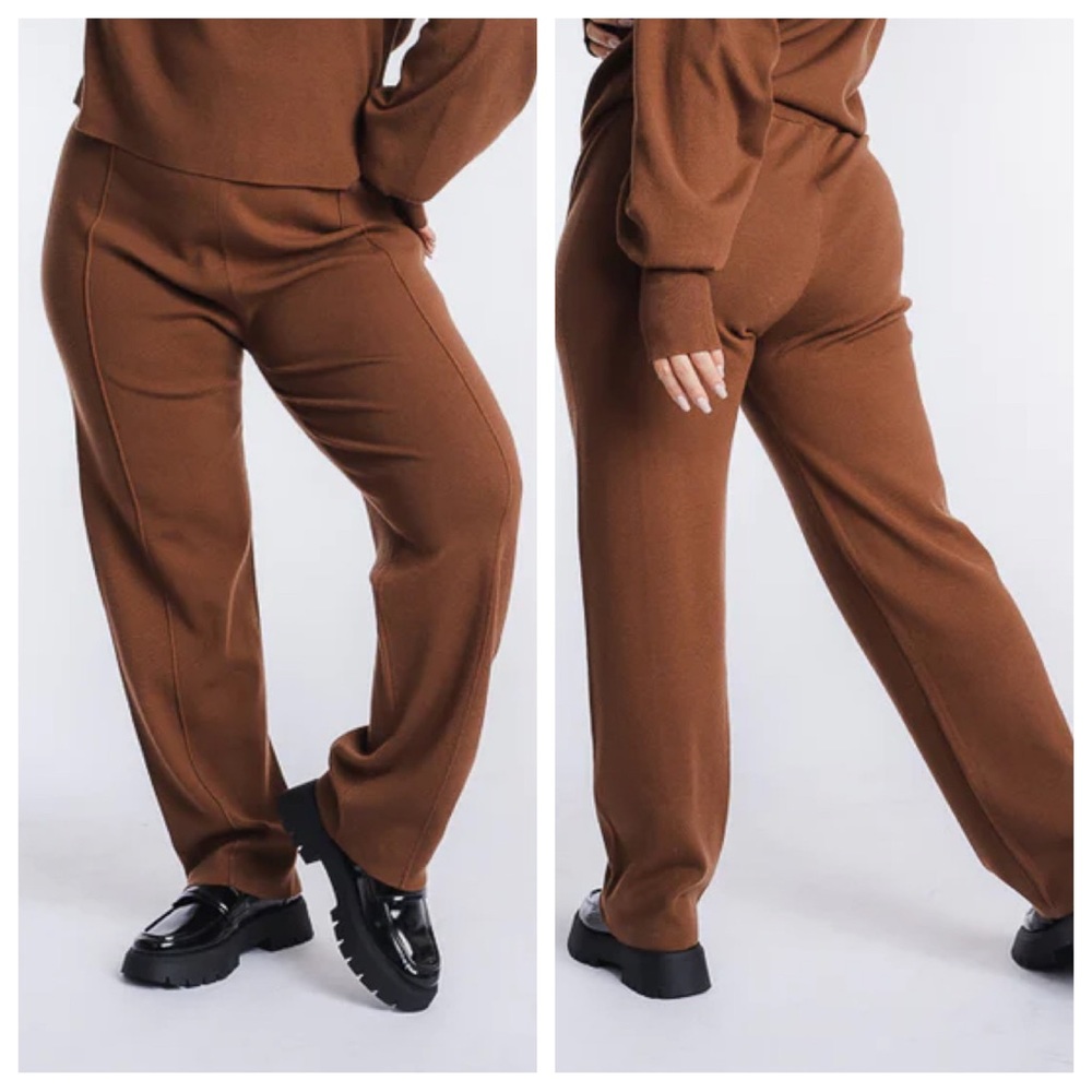 Silk & Salt Womens XXL LUXE LOUNGE Knit Pants in Rust NWT